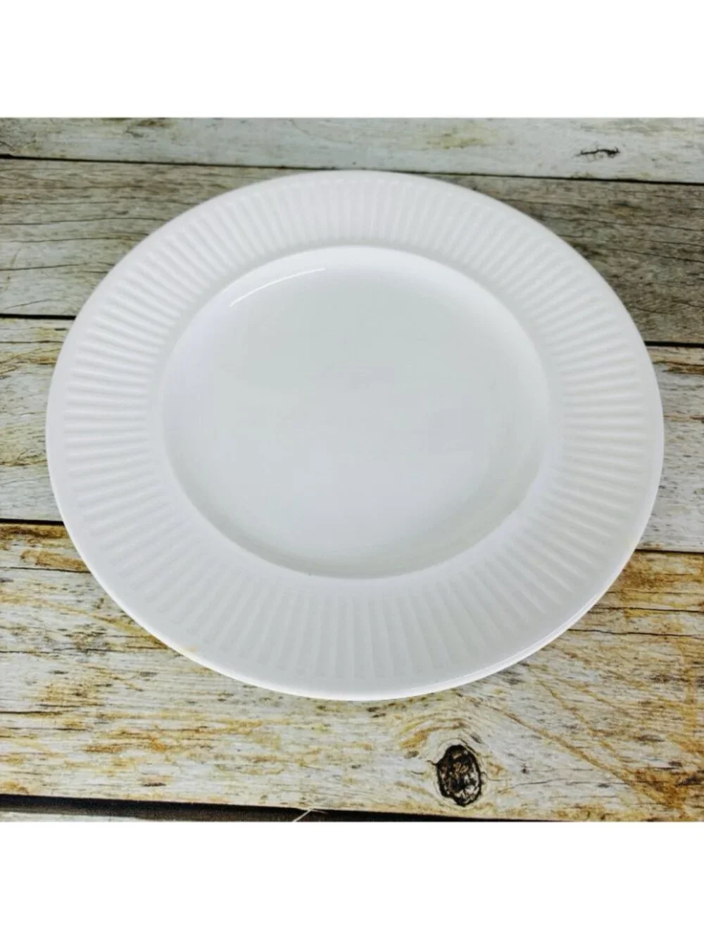 Johnson Brothers ATHENA White Ribbed Smooth England Ironstone Dinner Plate Set 4